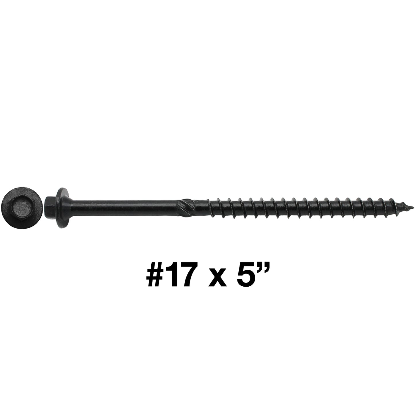 #17 Heavy-Duty Black Timber, Log & Structural Wood Screws - Exterior Coated - Use for Fastening Ledger Boards, Large Timbers, Logs and more.