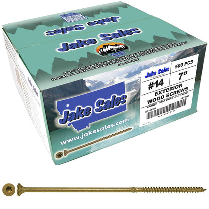 #14 x 5" - 8" Bronze Exterior Coated Wood Screws - Extra Long Bronze Wood Screw with Torx/Star Drive Head - Multipurpose Torx/Star Drive Wood Screws