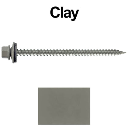 #9 x 3" Stainless Steel Metal Roofing Screws - Hex Washer Head - Self starting/self tapping - EPDM washer. Colored head.