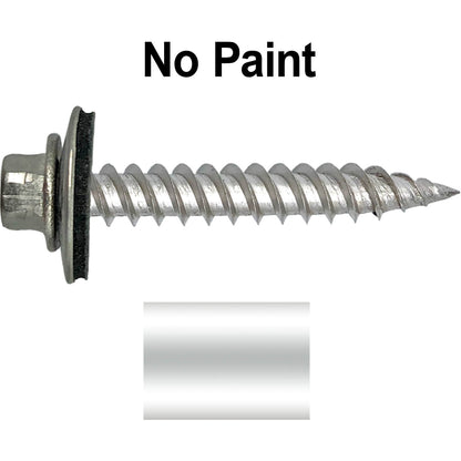 12 x 1-1/2" Stainless Steel Metal Roofing Screw - Hex Washer Head - Self starting/self tapping - EPDM washer. Colored head.
