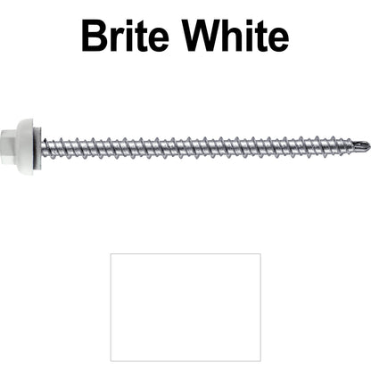 10 X 3" Zinc Aluminum Cap MINI-DRILLER Roofing Screws HI-LO THREAD Zinc Plated Carbon Steel Shank - EPDM Washer - Colored head