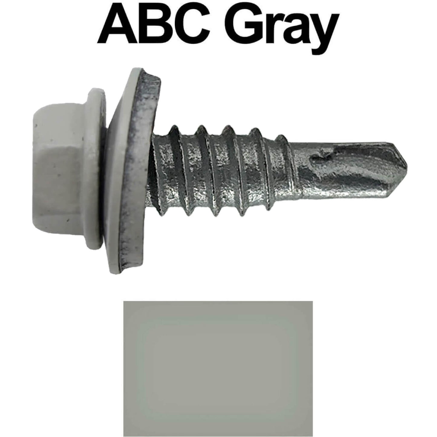 #14 x 7/8" Stitch Tek Metal to Metal Type #1 Roofing Screws - Hex Washer Head - Drill Point - 9/16" EPDM washer.