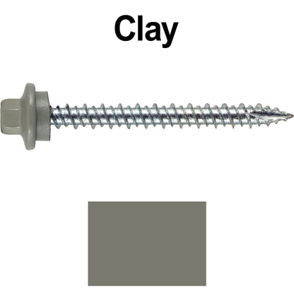 10 x 2” - STAINLESS HEX / ZINC Sheet Metal Roof Screw. Self starting metal to wood siding screws. EPDM washer. Colored head.
