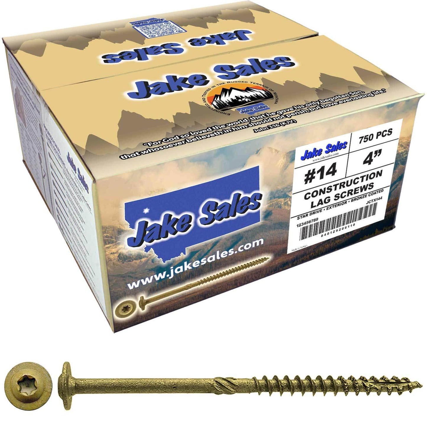 #14 Construction Lag Screws - Exterior Coated Torx/Star Drive Heavy Duty Structural Lag With Modified Truss Washer Head