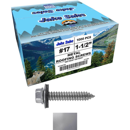 17 x 1-1/2 Metal Roofing Screws - Metal Panel to Metal Purlins and Recovery Screws - Hex Washer Head - EPDM washer.
