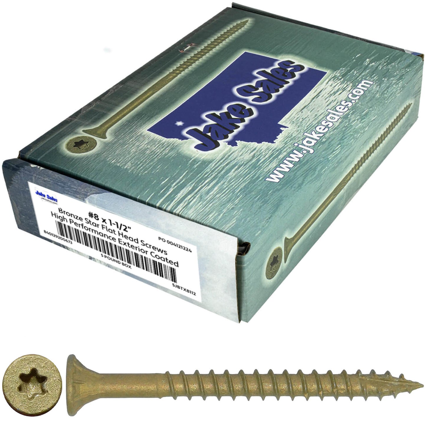 #8 x 3/4" - 2" Bronze Exterior Coated Wood Screw Torx/Star Drive Head - Multipurpose Exterior Coated Torx/Star Drive Wood Screws