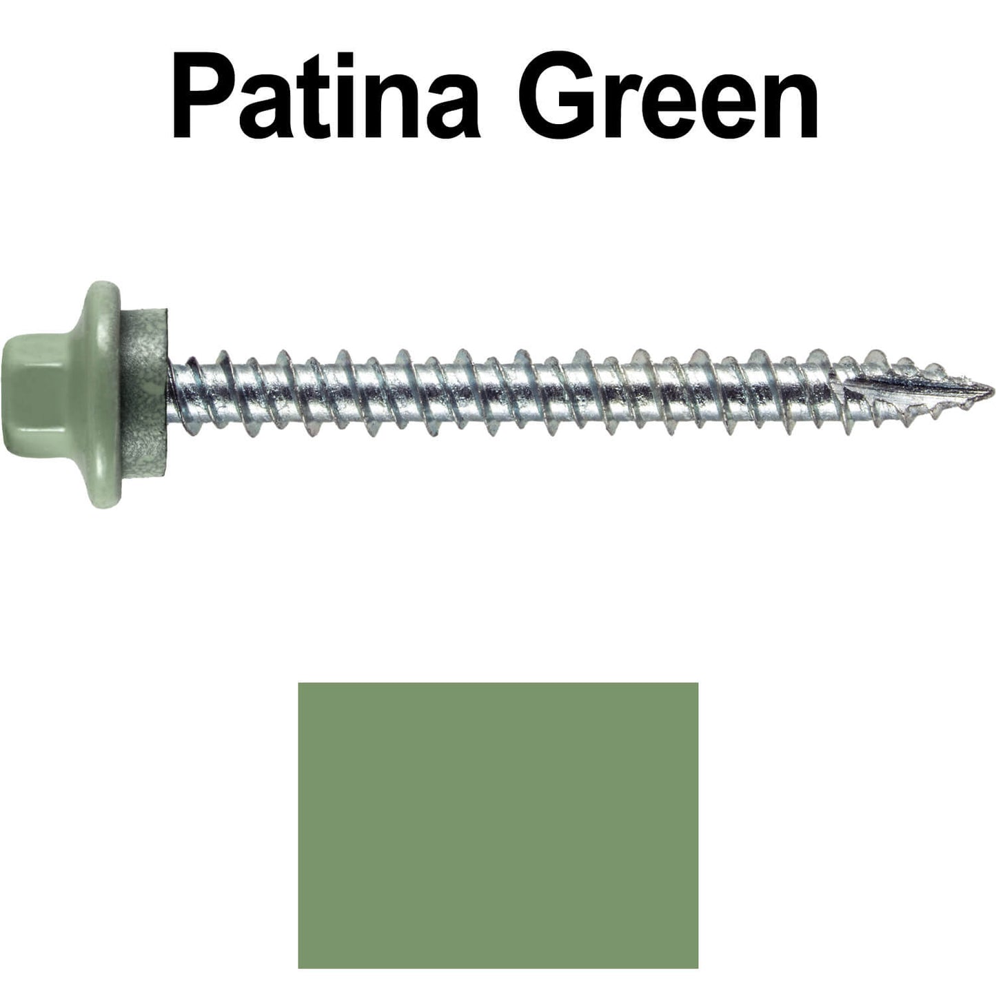 10 x 2” - STAINLESS HEX / ZINC Sheet Metal Roof Screw. Self starting metal to wood siding screws. EPDM washer. Colored head.