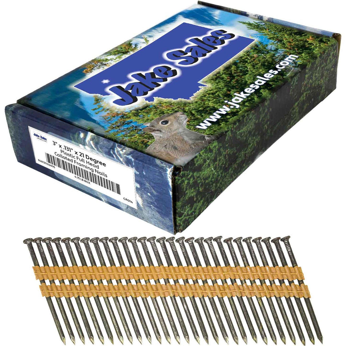 21 Degree Collated Nails - Vinyl coated framing nails in Smooth Shank and Ring Shank Galvanized.