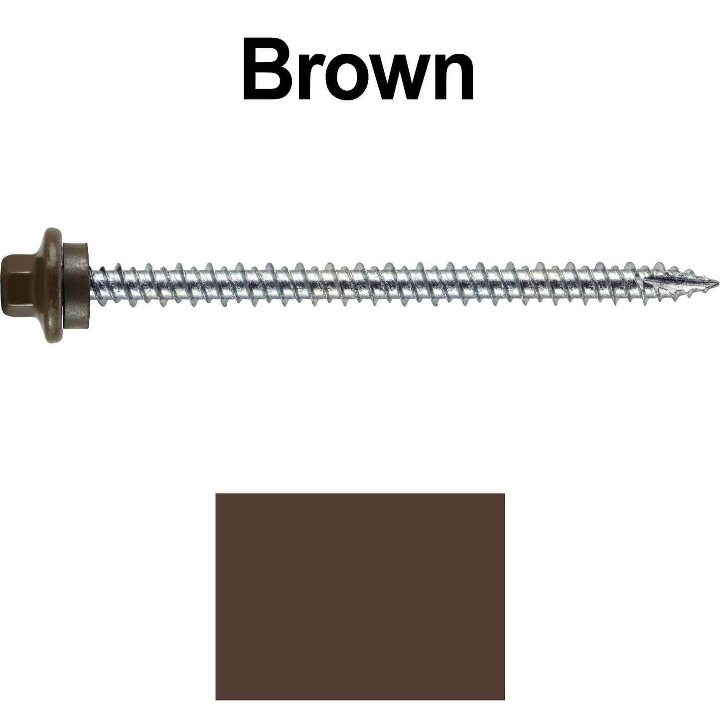 10 x 3” - STAINLESS HEX / ZINC Sheet Metal Roof Screw. Self starting metal to wood siding screws. EPDM washer. Colored head.