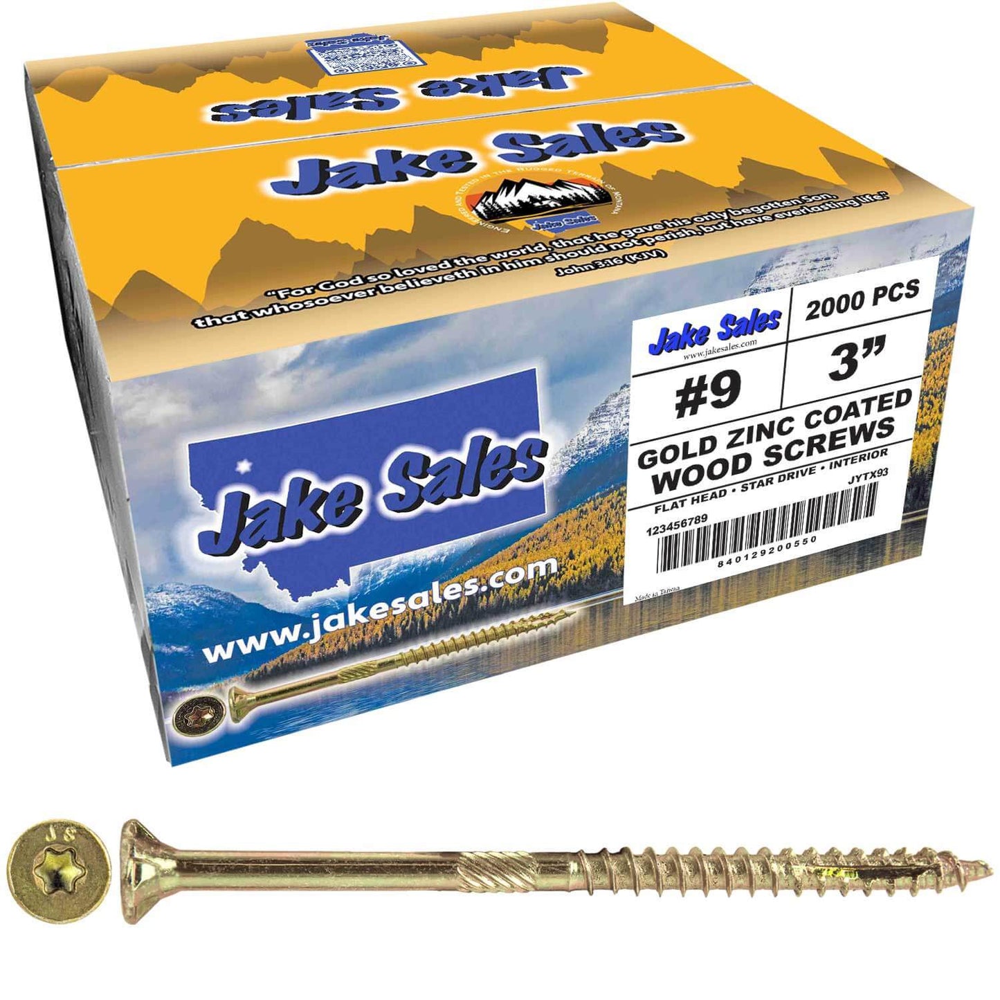 #9 Gold Star/Torx Drive Zinc Coated T-25 Flat Head Wood Screws