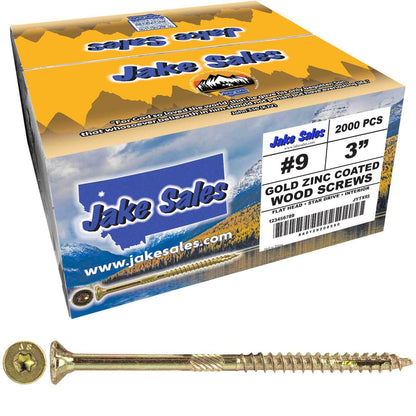 #9 Gold Star/Torx Drive Zinc Coated T-25 Flat Head Wood Screws
