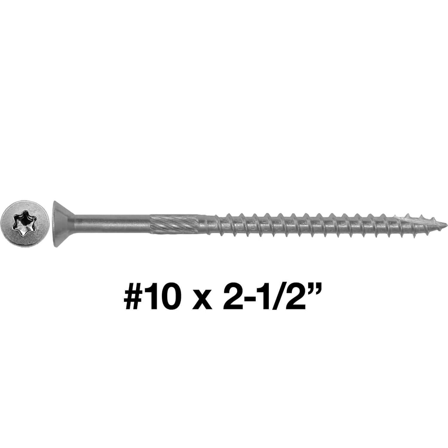 #10 Silver Star Stainless Steel Wood Screw Torx/Star Drive Head - 300 Series Stainless Steel Torx/Star Drive Wood Screws