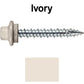 10 x 1-1/2" - STAINLESS HEX / ZINC Sheet Metal Roof Screw. Self starting metal to wood siding screws. EPDM washer. Colored head.