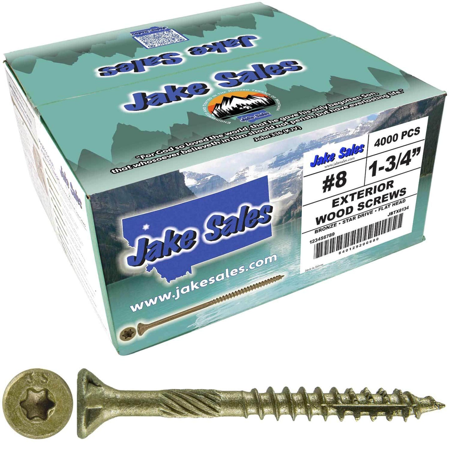 #8 x 3/4" - 2" Bronze Exterior Coated Wood Screw Torx/Star Drive Head - Multipurpose Exterior Coated Torx/Star Drive Wood Screws