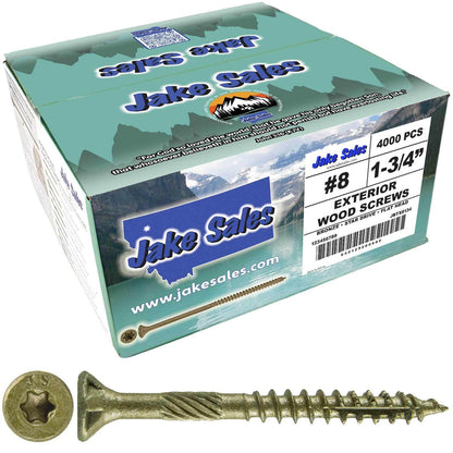 #8 x 3/4" - 2" Bronze Exterior Coated Wood Screw Torx/Star Drive Head - Multipurpose Exterior Coated Torx/Star Drive Wood Screws