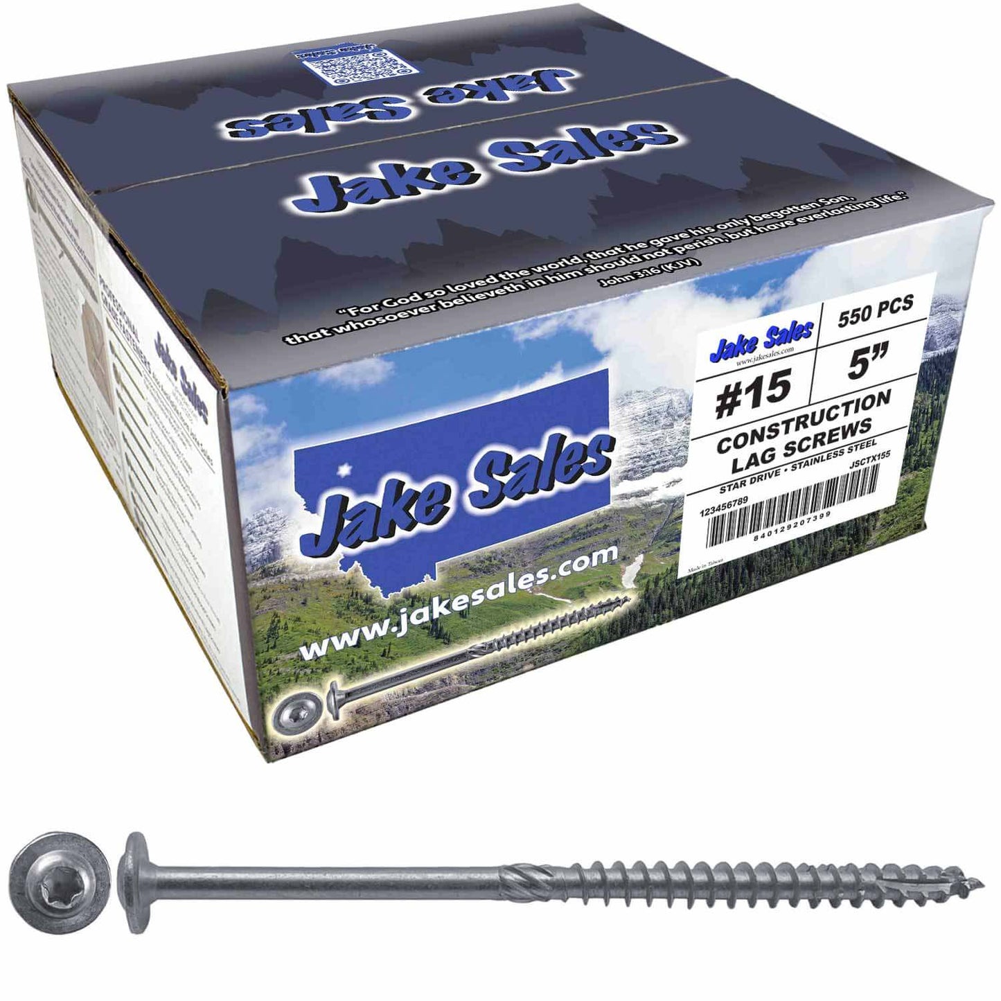 #15 Stainless Steel Construction Lag Screw  T-30 Torx/Star Drive Heavy Duty Lag Screw - Modified Truss Washer Head