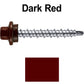 #10 x 1-1/2" Stainless Steel Mini Driller Sheet Metal Roofing Screw - Hex Washer Cap - Self starting metal to wood siding screws - EPDM washer. Colored head.