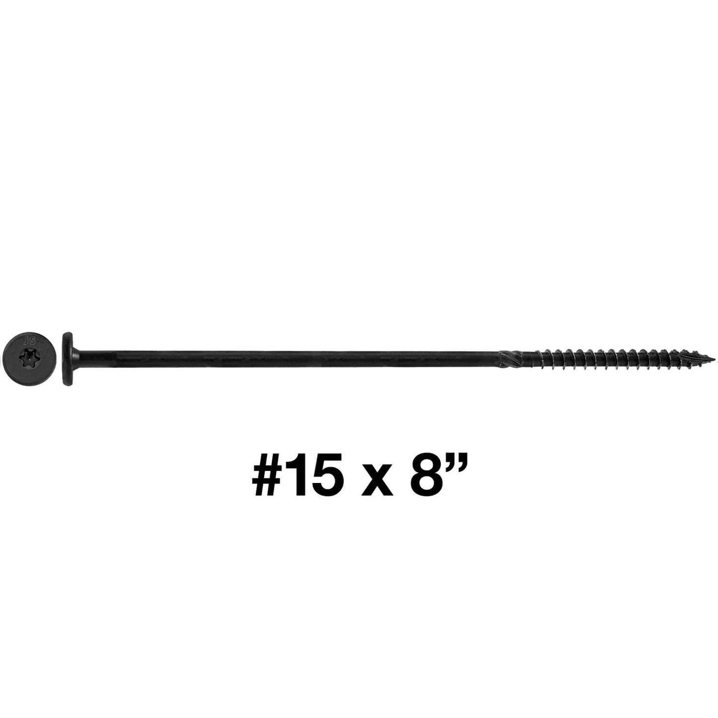 #15 Black Wafer Head Structural Lag Screws. Used for Log Construction, Timber Framing, Laminated Beams and Pole Barns Among Other Uses. T-30 Torx/Star Drive