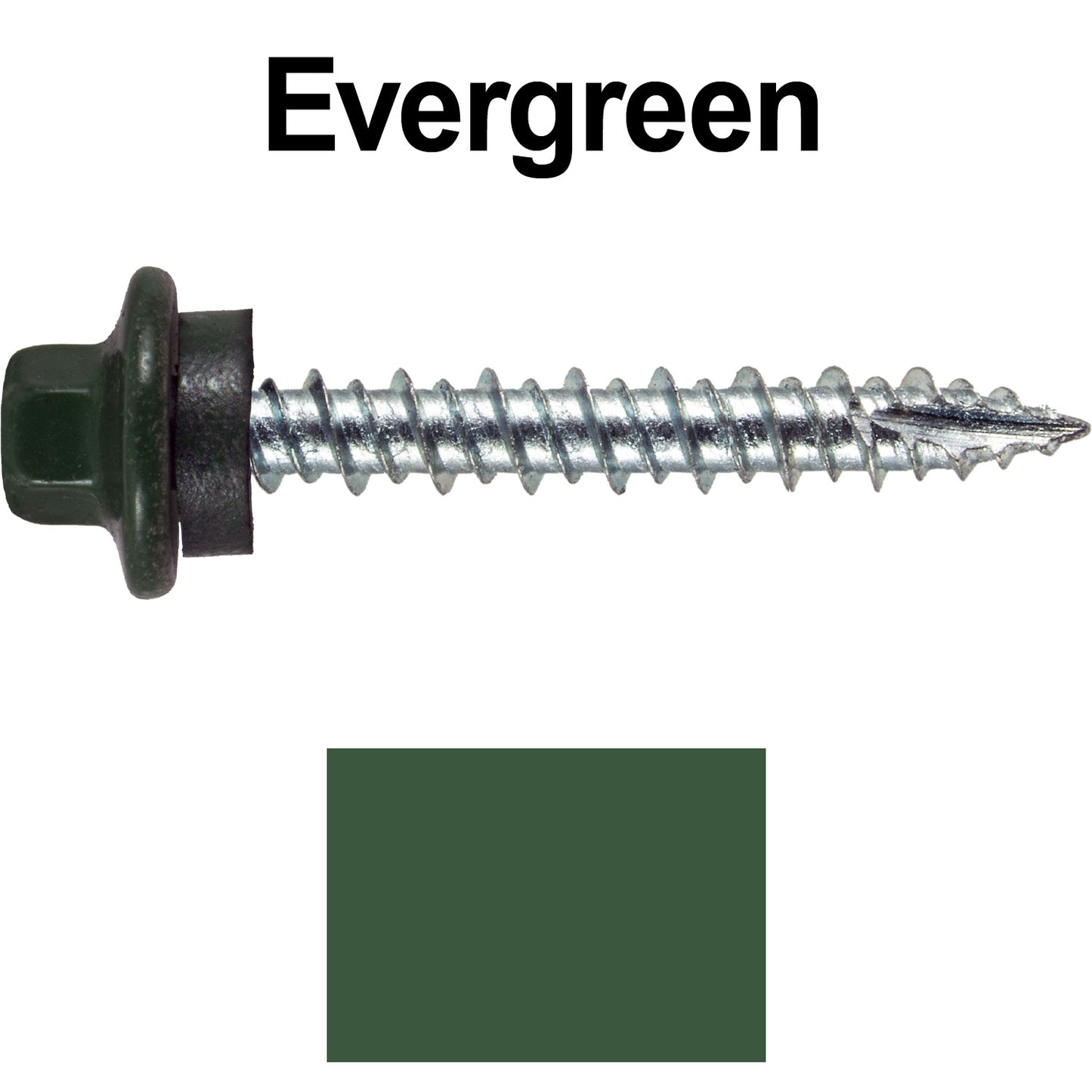 10 x 1-1/2" - STAINLESS HEX / ZINC Sheet Metal Roof Screw. Self starting metal to wood siding screws. EPDM washer. Colored head.