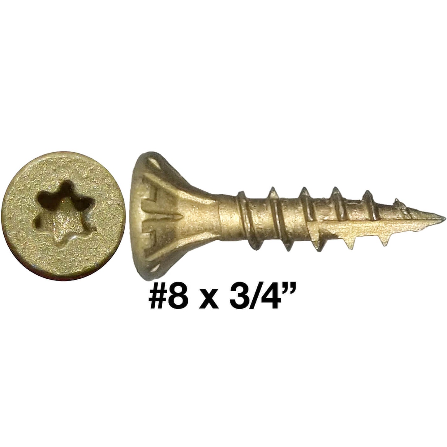 #8 x 3/4" - 2" Bronze Exterior Coated Wood Screw Torx/Star Drive Head - Multipurpose Exterior Coated Torx/Star Drive Wood Screws