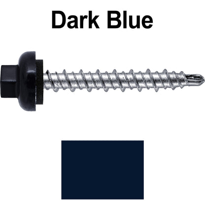 10 X 1-1/2” Zinc Aluminum Cap MINI-DRILLER Roofing Screws HI-LO THREAD Zinc Plated Carbon Steel Shank - EPDM Washer - Colored head
