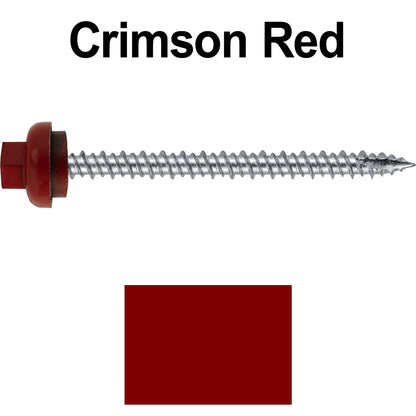 10 X 2-1/2" HI-LO Zinc Aluminum Cap Metal Roofing Screws - Hex Washer Head - Self starting/self tapping - EPDM washer. Colored head.