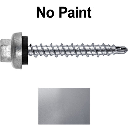 10 X 1-1/2” Zinc Aluminum Cap MINI-DRILLER Roofing Screws HI-LO THREAD Zinc Plated Carbon Steel Shank - EPDM Washer - Colored head