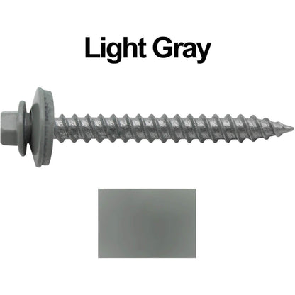 #12 x 2" RE-GRIP METAL ROOFING SCREWS - Hex Washer Head - Self starting/self tapping - EPDM washer. Colored head.