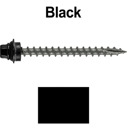 12 X 2-1/2" Metal Roofing Screws For OSB and Plywood - Galvanized Metal to Wood Type 17 Tip - 1/4" Hex Head - Assembled EPDM Washer