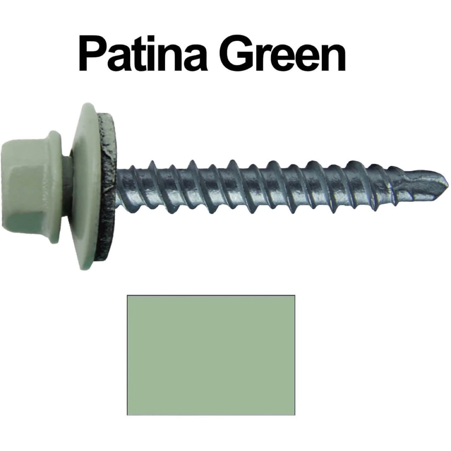 #10 x 1-1/2" Mini Driller Sheet Metal Roofing Screw - Hex Washer Head -  Self starting metal to wood siding screws. EPDM washer. Colored head.