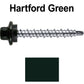 #10 x 1-1/2" Stainless Steel Mini Driller Sheet Metal Roofing Screw - Hex Washer Cap - Self starting metal to wood siding screws - EPDM washer. Colored head.