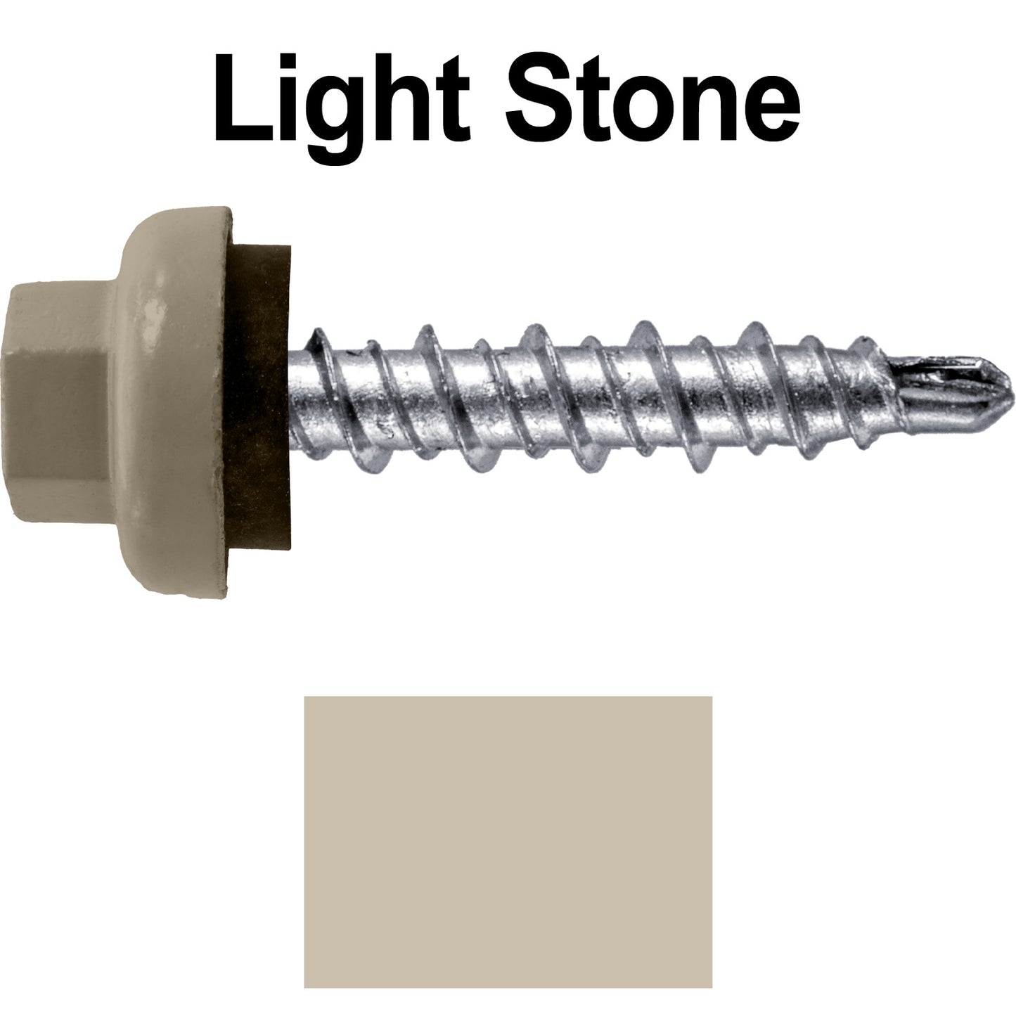 10 X 1" Zinc Aluminum Cap MINI-DRILLER Roofing Screws HI-LO THREAD Zinc Plated Carbon Steel Shank - EPDM Washer - Colored head