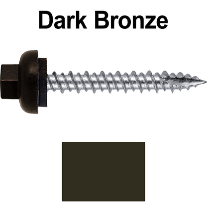 10 X 1-1/2" HI-LO Zinc Aluminum Cap Metal Roofing Screws - Hex Washer Head - Self starting/self tapping - EPDM washer. Colored head.