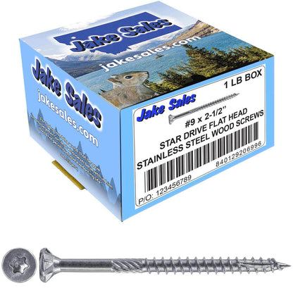 #9 Silver Star Stainless Steel Wood Screw Torx/Star Drive Head - Grade 300 Series Stainless Steel Torx/Star Drive Wood Screws