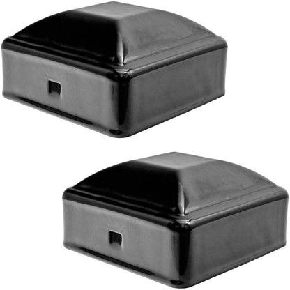 Ornamental Iron Fence Post Caps for Wrought Iron Fences – Black Powder Coated Square Fence Post Caps (3 Sizes)