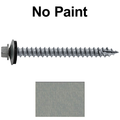 #12 x 2-1/2" RE-GRIP METAL ROOFING SCREWS - Hex Washer Head - Self starting/self tapping - EPDM washer. Colored head.