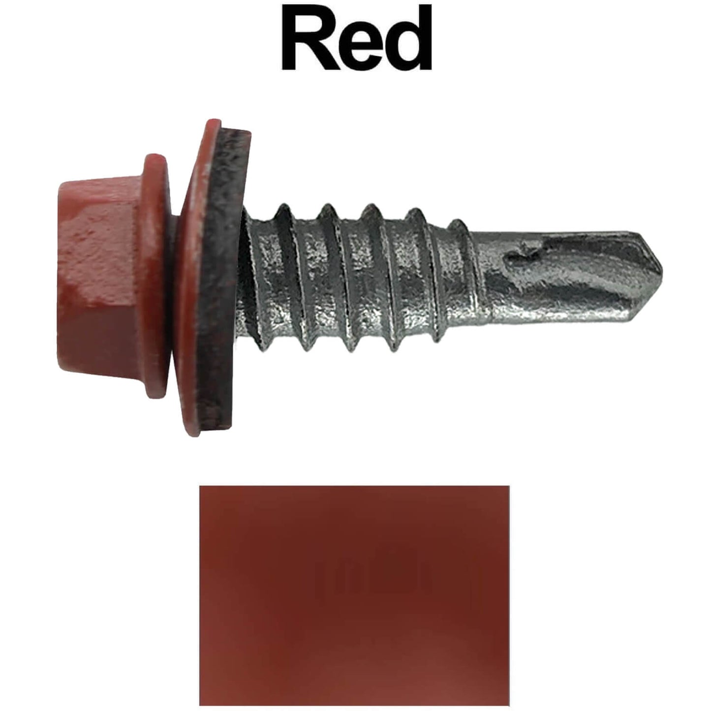 #14 x 7/8" Stitch Tek Metal to Metal Type #1 Roofing Screws - Hex Washer Head - Drill Point - 9/16" EPDM washer.
