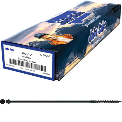#14 Heavy-Duty Black Timber, Log & Structural Wood Screws - Exterior Coated - Use for Fastening Ledger Boards, Large Timbers, Logs and more.