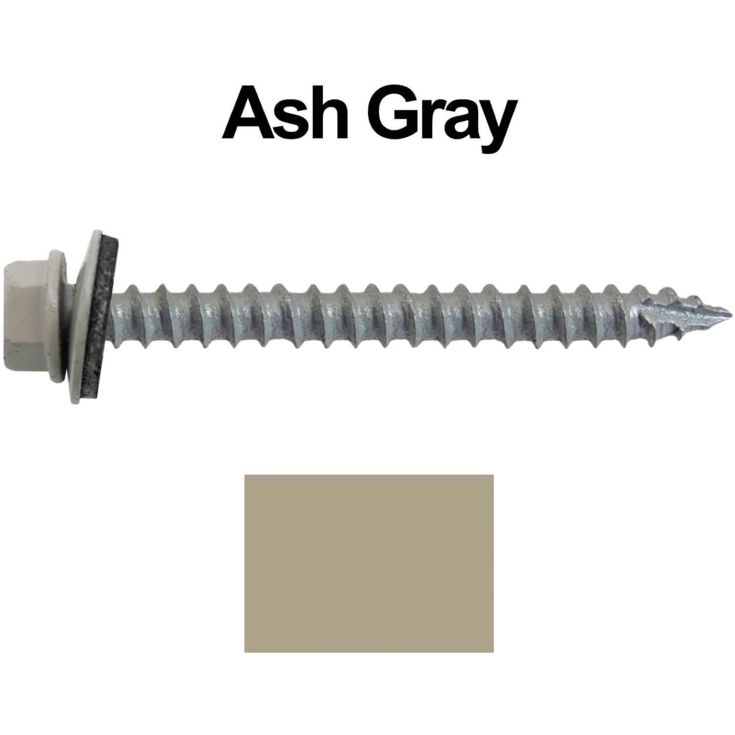 #14  x 2-1/2" Metal ROOFING SCREWS - Hex Washer Head - Self starting/self tapping - EPDM washer. Colored head.