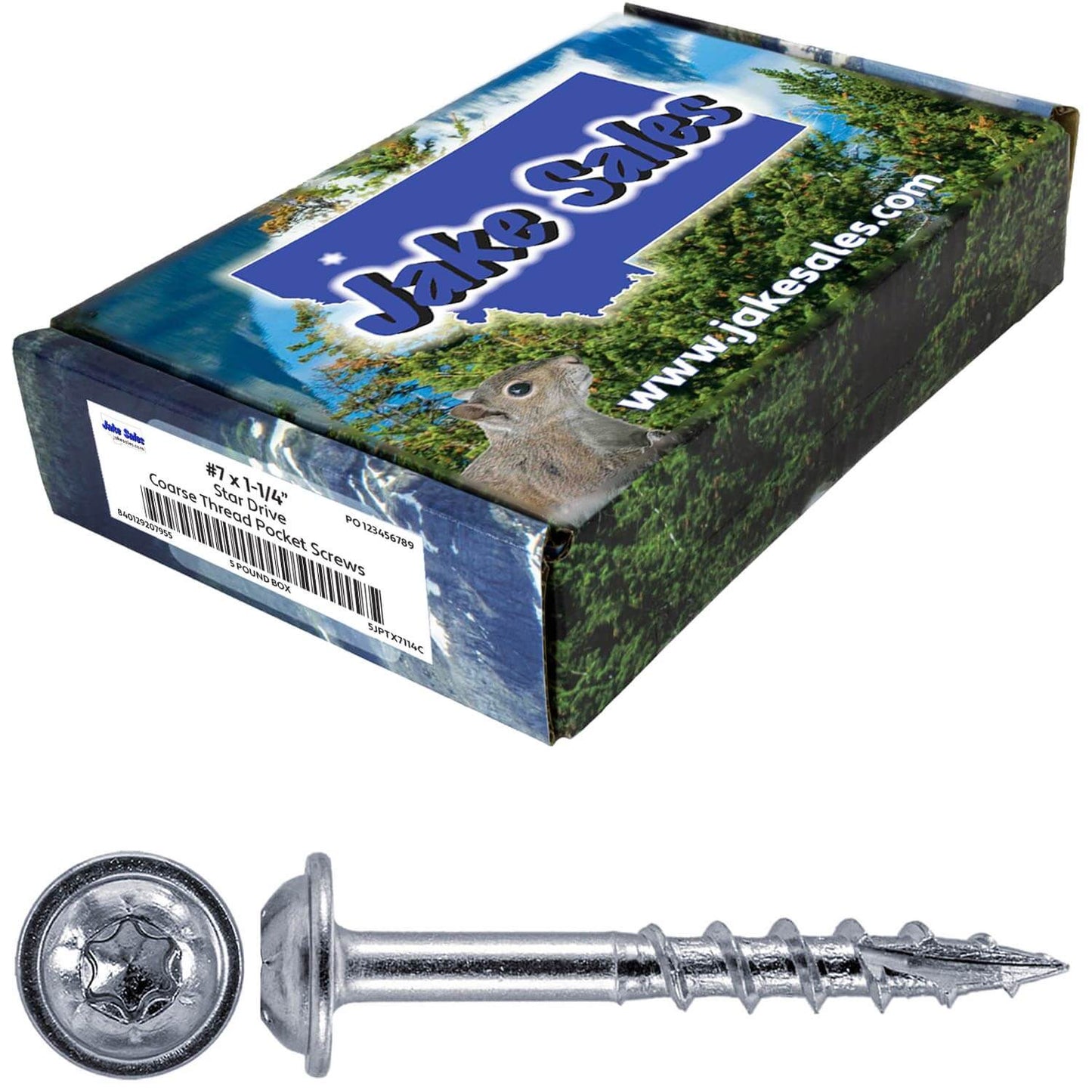 #7 Coarse Thread Pocket Hole Torx/Star Head Screws - Torx/Star Drive Pocket Hole Screws for Cabinetry & Furniture. - T-20 Torx Screw Head