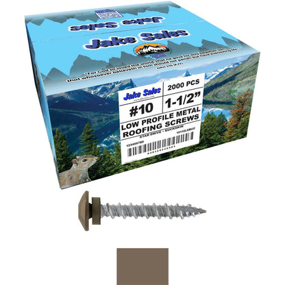 10 x 1-1/2” LOW PROFILE Star Head Roofing Screws - HI-LO Thread - Metal To Wood - T25 Torx Drive Head - EPDM washer