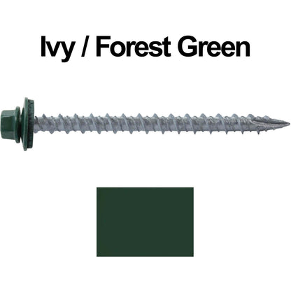 #10 x 2-1/2" Metal ROOFING SCREWS - Hex Washer Head - Self starting/self tapping - EPDM washer. Colored head.