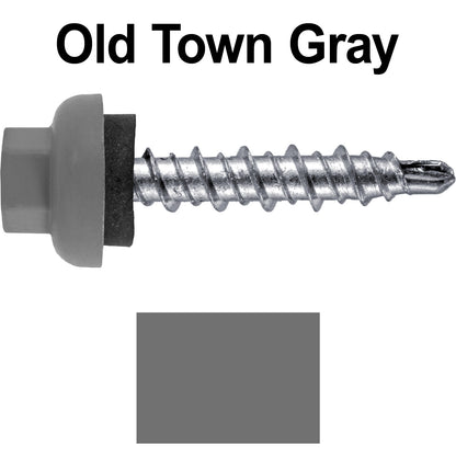 10 X 1" Zinc Aluminum Cap MINI-DRILLER Roofing Screws HI-LO THREAD Zinc Plated Carbon Steel Shank - EPDM Washer - Colored head