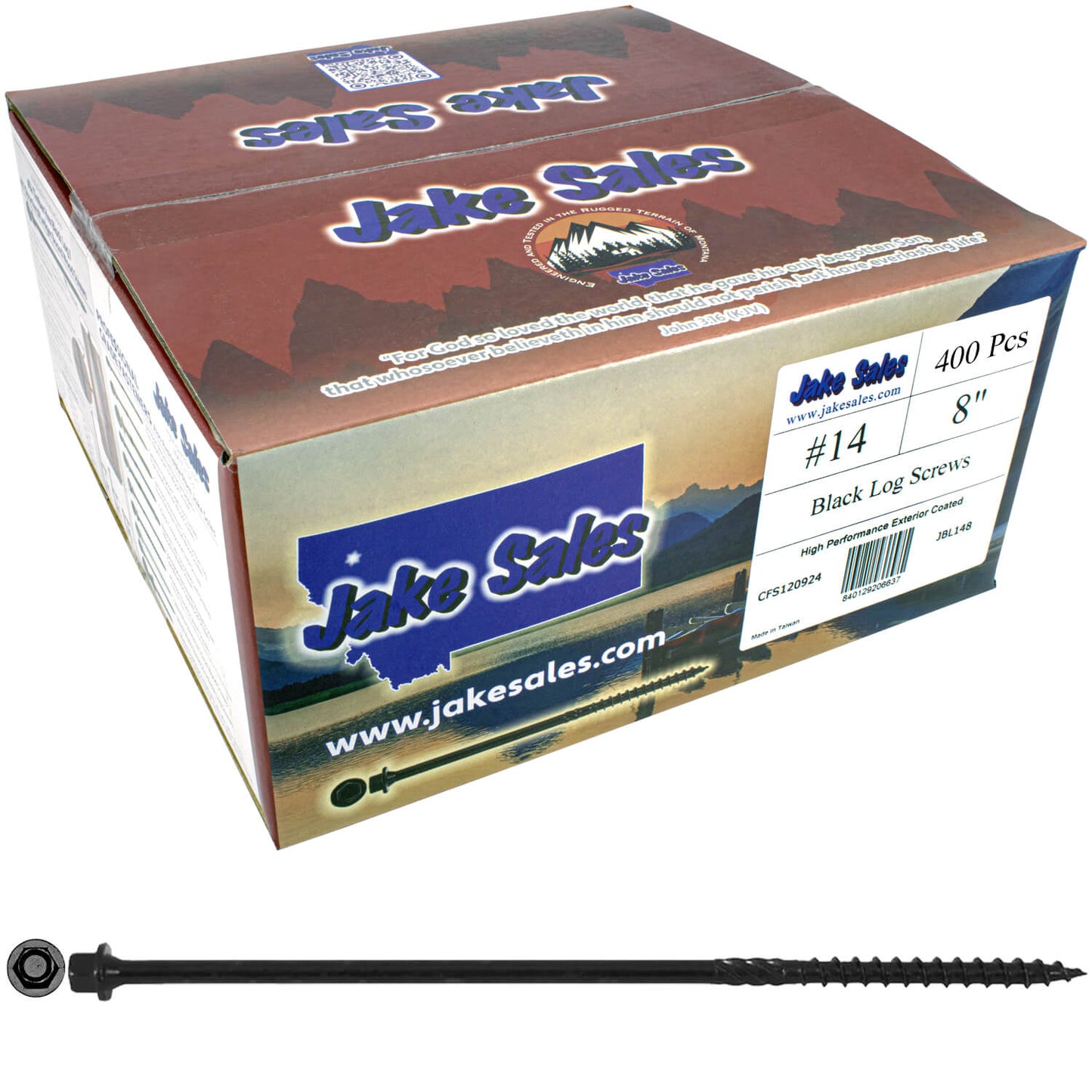 #14 Heavy-Duty Black Timber, Log & Structural Wood Screws - Exterior Coated - Use for Fastening Ledger Boards, Large Timbers, Logs and more.