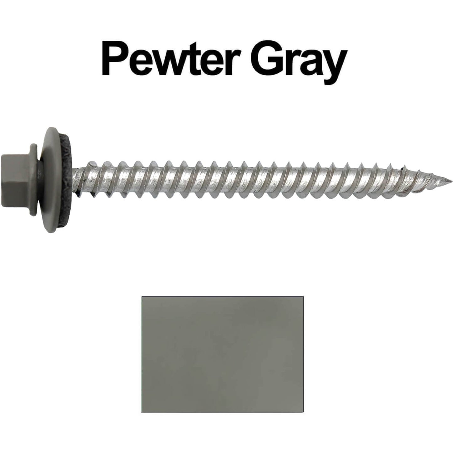 12 x 2-1/2" Stainless Steel Metal Roofing Screw - Hex Washer Head - Self starting/self tapping - EPDM washer. Colored head.