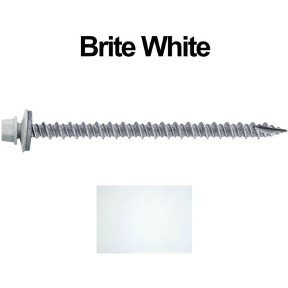 #10 x 3" Metal ROOFING SCREWS - Hex Washer Head - Self starting/self tapping - EPDM washer. Colored head.