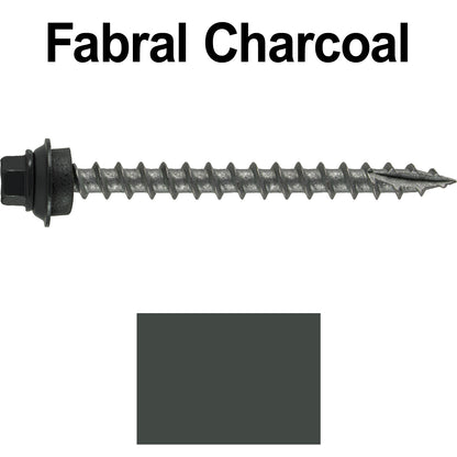 12 X 2-1/2" Metal Roofing Screws For OSB and Plywood - Galvanized Metal to Wood Type 17 Tip - 1/4" Hex Head - Assembled EPDM Washer