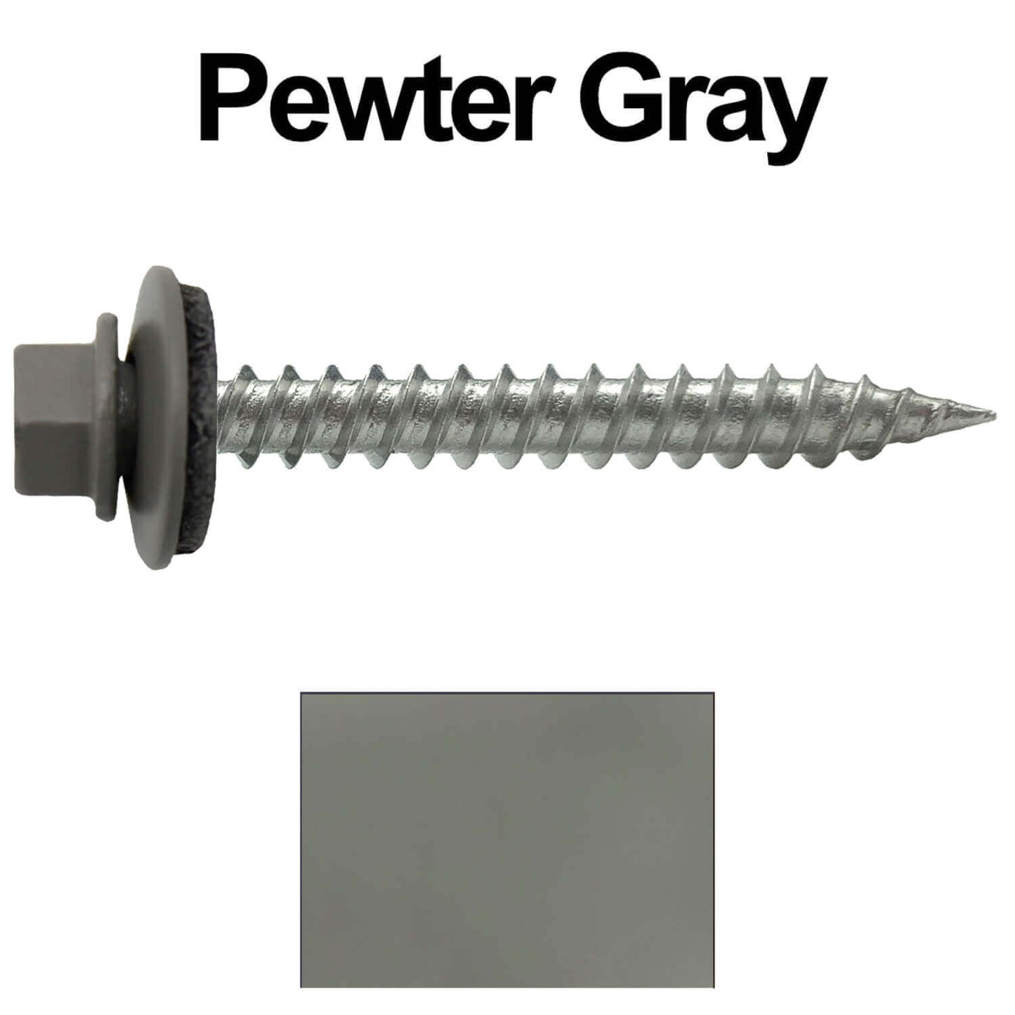 #9 x 1-1/2" Stainless Steel Metal Roofing Screws - Hex Washer Head - Self-Piercing (SP) tip metal to wood siding screws. EPDM washer. Colored head.