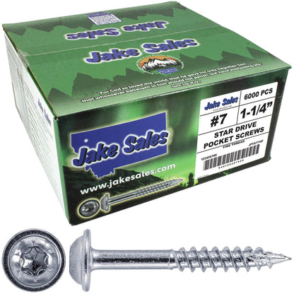 #7 Pocket Hole Torx/Star Head Screws FINE Thread - - Torx/Star Drive Pocket Hole Screws for Cabinetry & Furniture  - T-20 Torx Screw Head