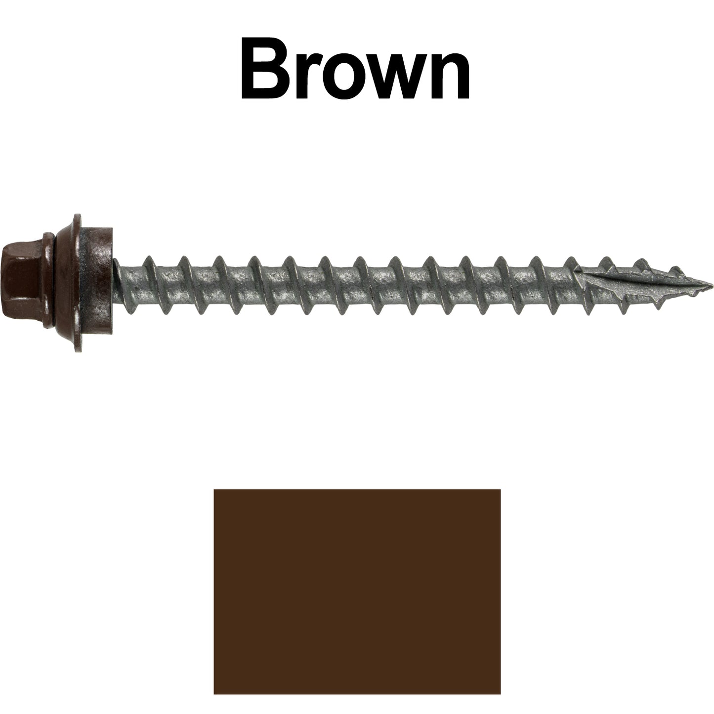 12 X 2-1/2" Metal Roofing Screws For OSB and Plywood - Galvanized Metal to Wood Type 17 Tip - 1/4" Hex Head - Assembled EPDM Washer